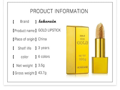 Gold Velvet Matte Moisturizing Waterproof Lipstick Makeup/cosmetics Pigment Nude Rouge