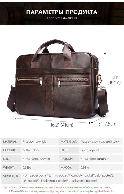 WESTAL Men's Briefcases Men's Bags Genuine Leather Lawyer/Office Bag Laptop Bag Men's Leather Briefcases Bag for Documents
