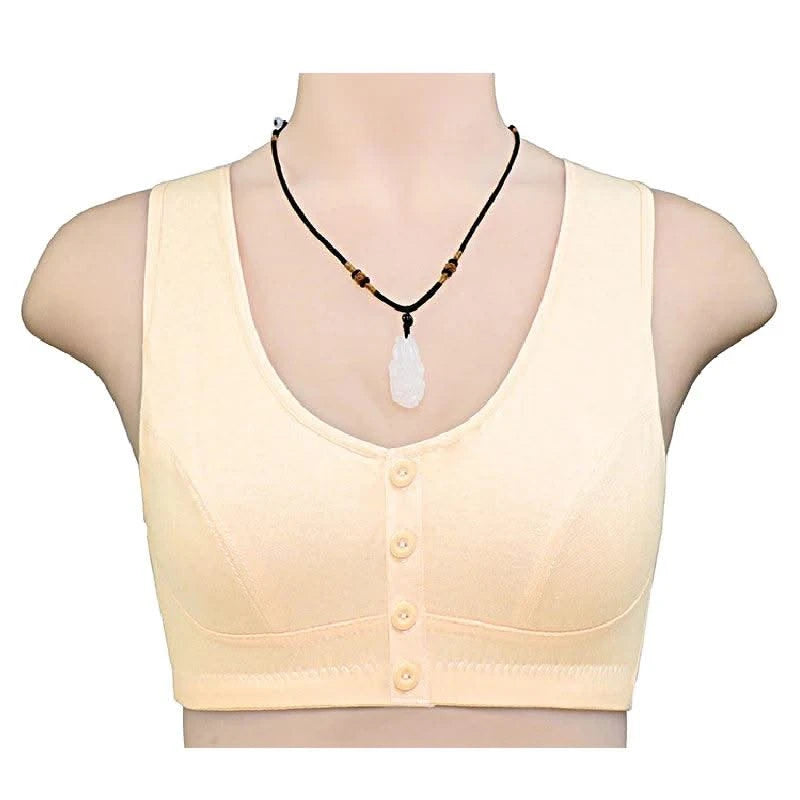 Front Closure Cotton Bras Women Removable Padded Bra Soft Camisole Middle Age Women Everyday Underwear Big Bust 50/115 B C Cup