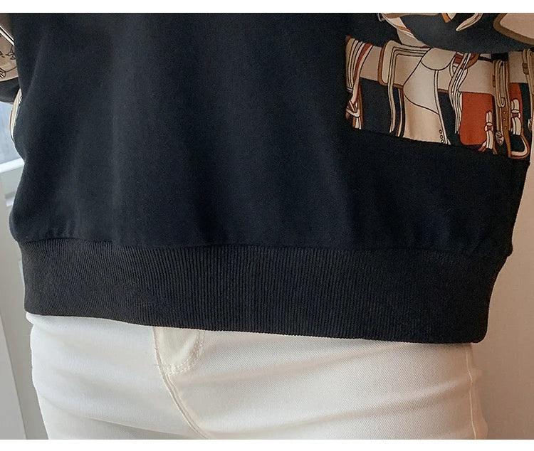 New Spring women Sweatshirts fashion patchwork Hoodies causal Sweatshirt Tops