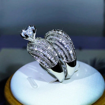 Luxury Double Set Ring High-Grade Zircon Plated Real Gold Men's And Women's Rings Party Wedding Jewelry Gift