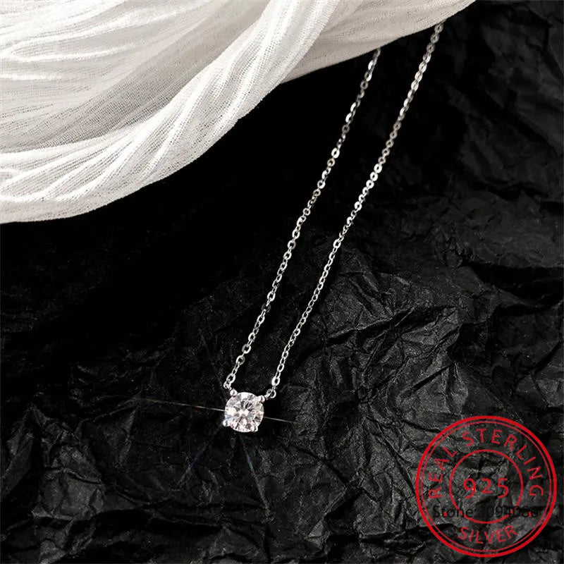 1CT 2CT 3CT Moissanite Pendant Necklace For Women Original 925 Silver Chains Solitaire Drop Necklaces Bridal Fine Jewelry