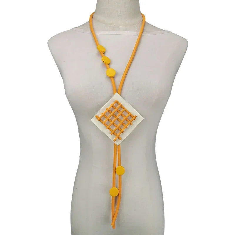 UKEBAY New Pendant Necklace Women Handmade Jewelry Rubber Necklaces Long Clothes Chain Statement Accessories Luxury Necklaces