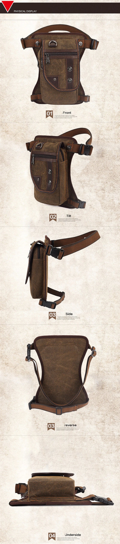 Men's Canvas Drop Leg Bag Waist Thigh Fanny Pack Belt Travel Messenger Shoulder Bag Male Multi-purpose Motorcycle Bags