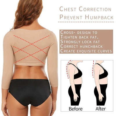 Upper Arm Shapers Compression Long Sleeves Women Arm Shapewear Humpback Posture Corrector Shoulder Breast Support Push Up Tops