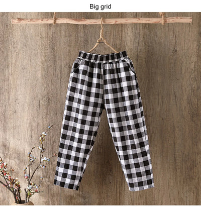 Fashion Printed Cotton Linen Harem Pants for Women 2025 Summer Casual High Waist Calf-Length Loose Trousers Female Streetwear