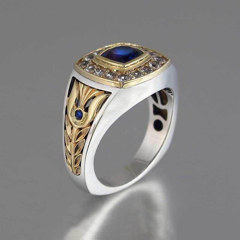 Luxury 925 Ring for Men Natural 2 Carat Sapphire with Diamond Jewelry Anillos De Bizuteria Anillos Gemstone Rings Box