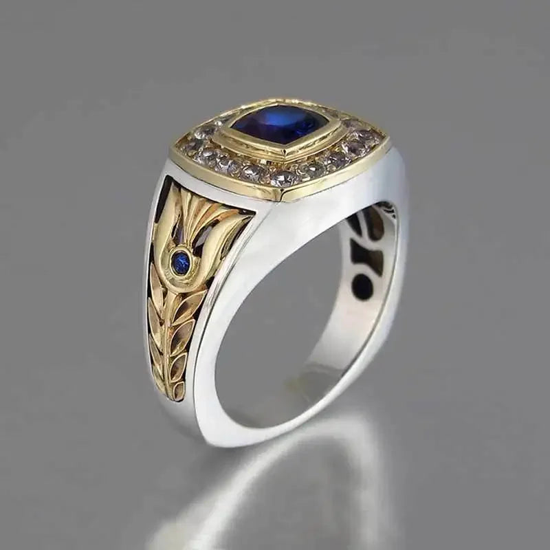 Luxury 925 Ring for Men Natural 2 Carat Sapphire with Diamond Jewelry Anillos De Bizuteria Anillos Gemstone Rings Box