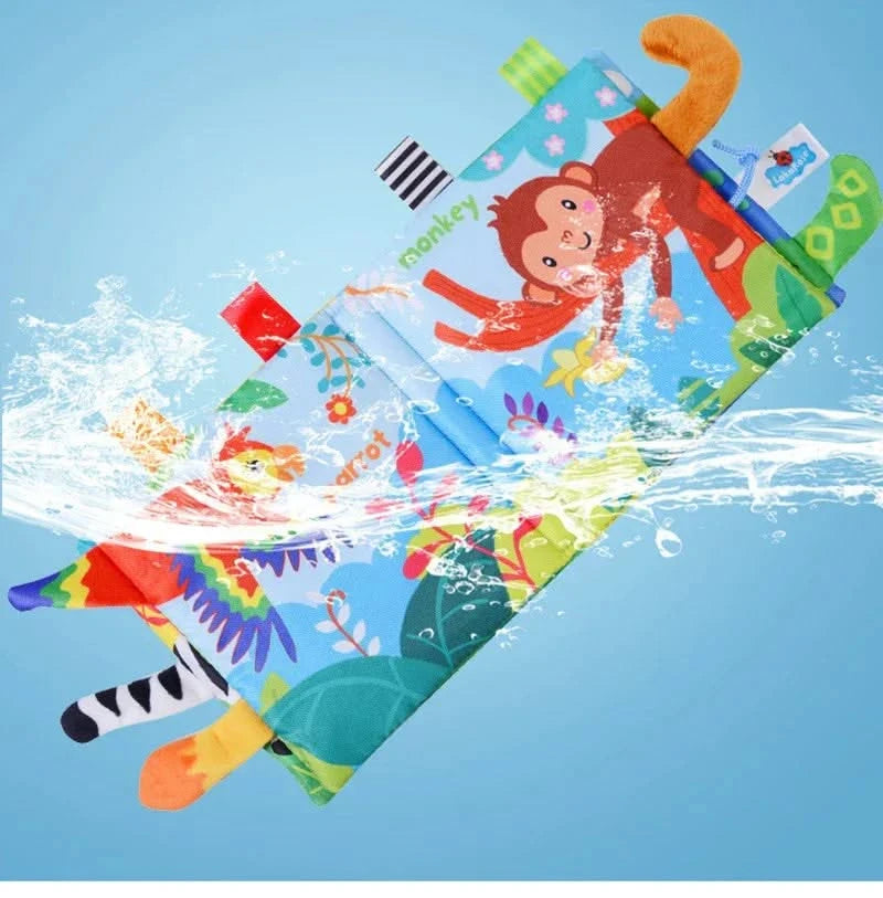 New Baby Toys Cartoon Animals Tail Baby Cloth Book Educational Ringed Paper Cloth Book Toys Enlightenment Baby Toys 0 12 Months