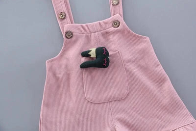 Summer Children Clothing Baby Cute  Girls Casual T-Shirts Bib Shorts 2Pcs/Set Toddler Cartoon Fashion Cotton Infant Clothes Suit