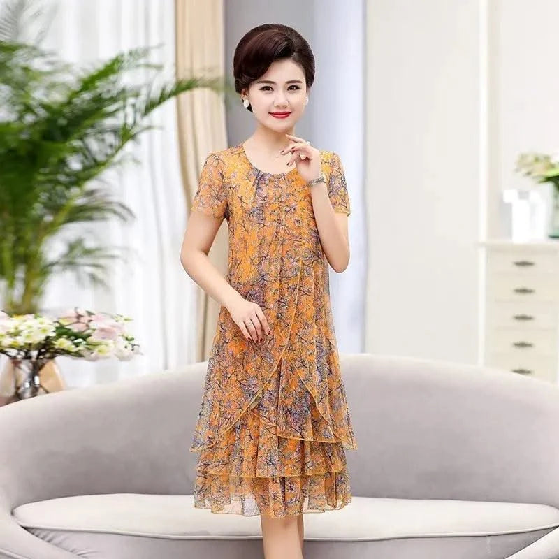 Summer  Dress NEW Casual Short Sleeve O-Neck Floral Print