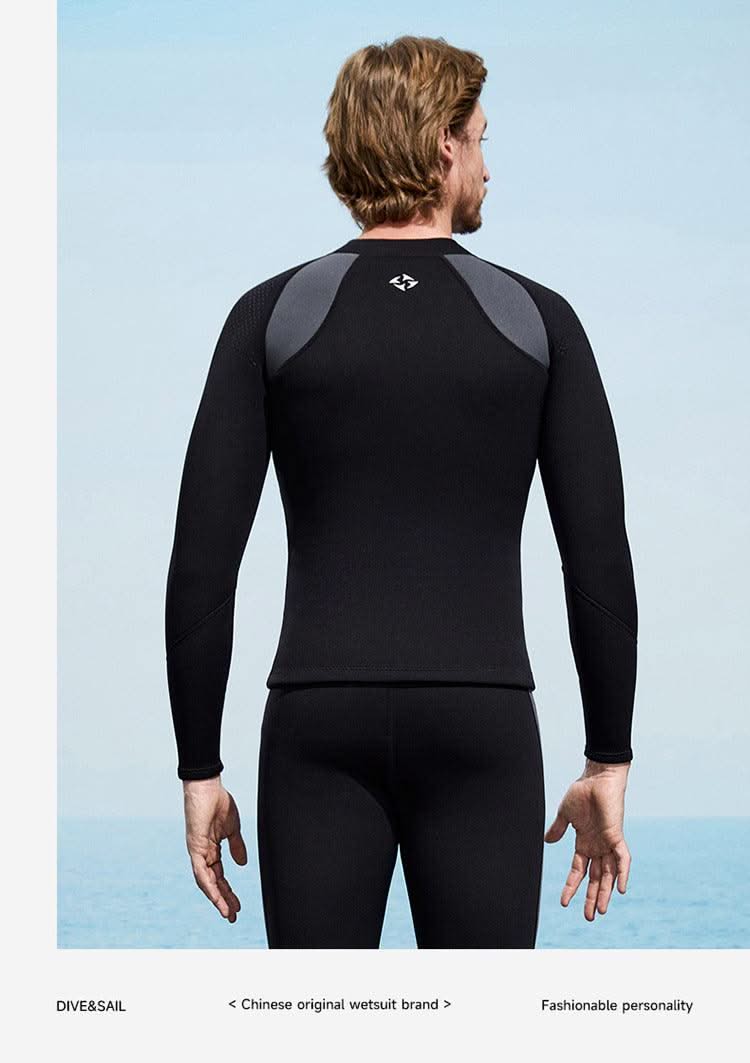 2025 New Men Women Wetsuit Top 3mm Neoprene Wetsuit Jacket Long Sleeve Front Zipper Swimsuit Surfing Diving Tops for Water Sport - Elanique