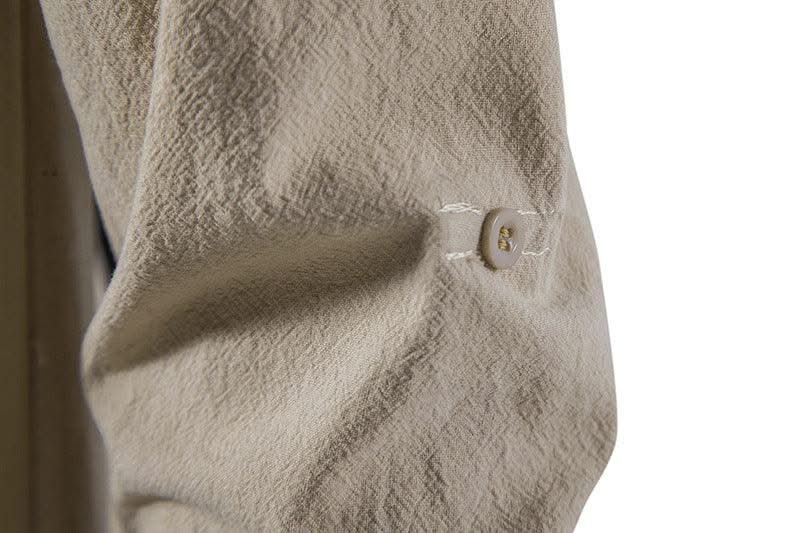 Happyjeffery Mens Cotton Linen Shirt Henry Collar with Drawstring Men Man Long Sleeve Beach Shirts Man Designer Cloth LS51
