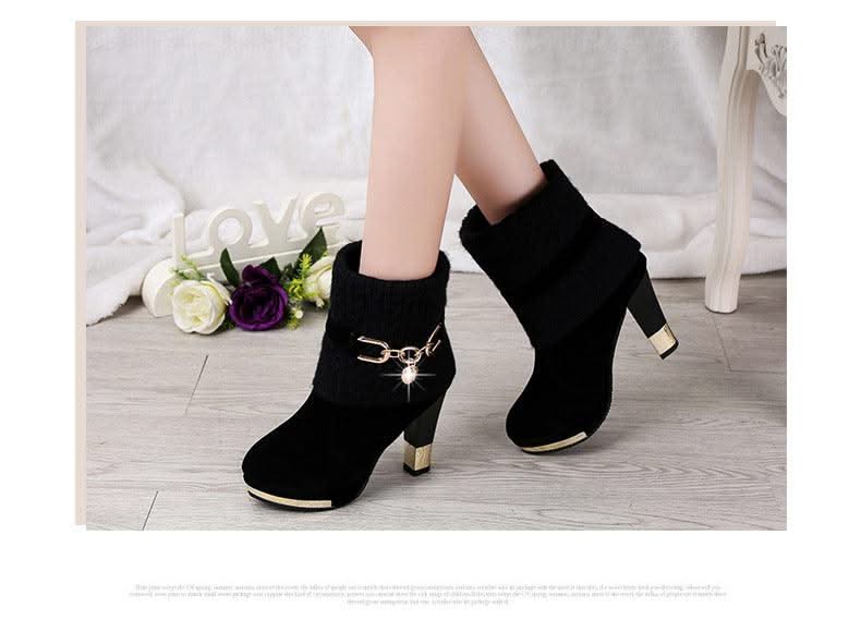 Women's Pointed Toe Ankle High Heel Platform Shoes | Pump Shoes| Boots for Women | Thick Heels | Ladies, Girls