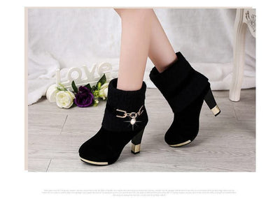 Women's Pointed Toe Ankle High Heel Platform Shoes | Pump Shoes| Boots for Women | Thick Heels | Ladies, Girls