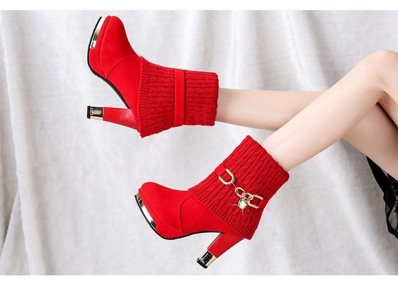 Women's Pointed Toe Ankle High Heel Platform Shoes | Pump Shoes| Boots for Women | Thick Heels | Ladies, Girls