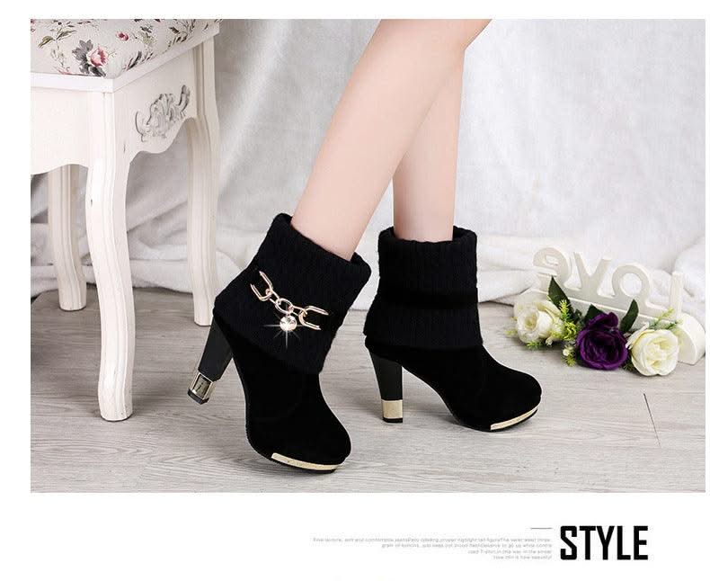 Women's Pointed Toe Ankle High Heel Platform Shoes | Pump Shoes| Boots for Women | Thick Heels | Ladies, Girls
