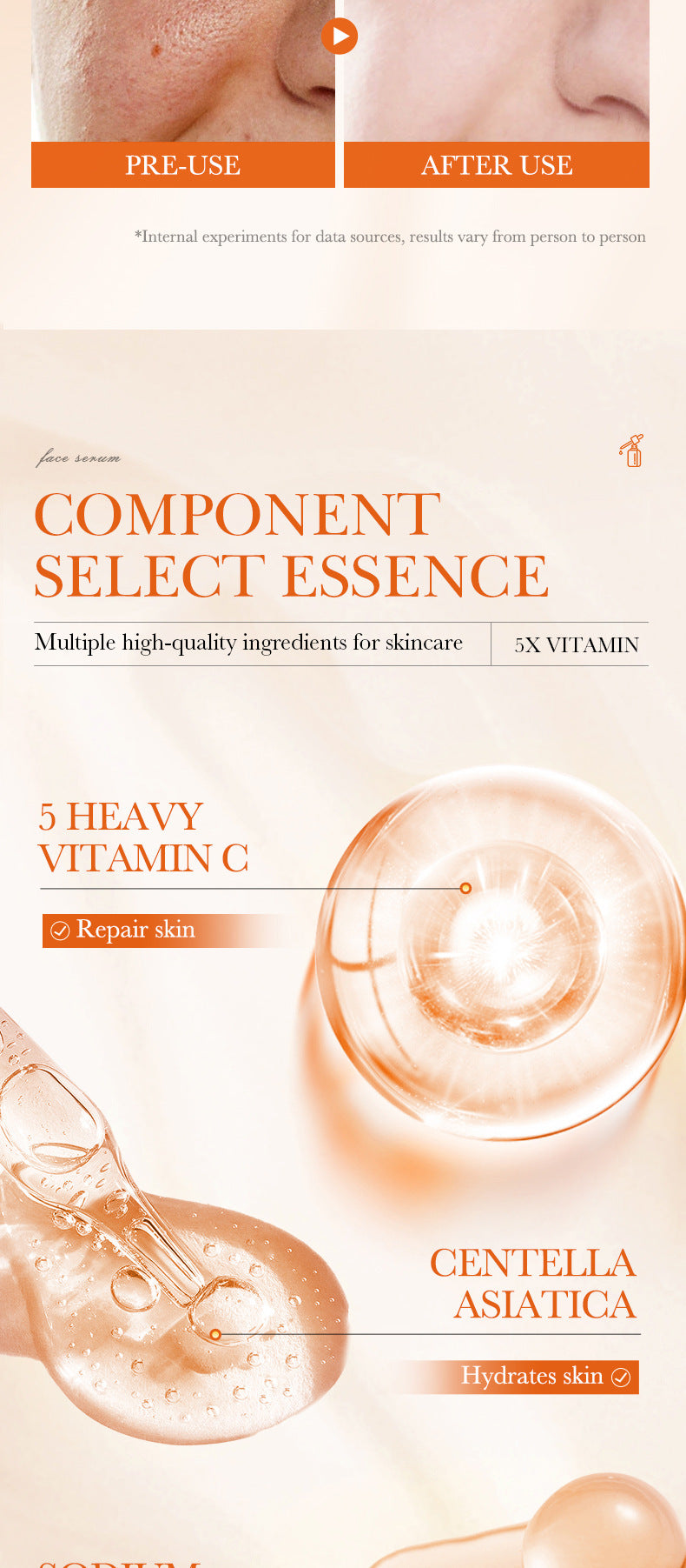 Vitamin C Hydrating Serum 5 functions Facial Moisturizing Repair Essence Facial Shrink Pores Brightning Korean SkinCare Products