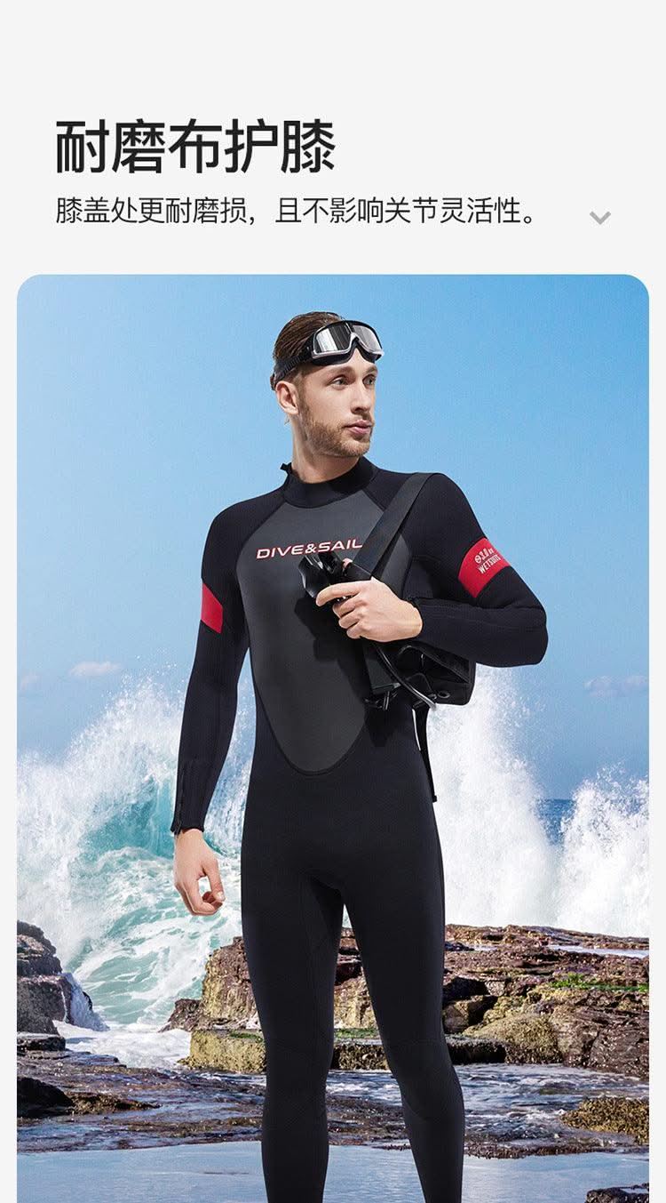 New 3mm Neoprene Wetsuit  One-Piece Suits Keep Long Sleeved Warm Surf Scuba Diving Suit Sunscreen  Beach Snorkeling Swimsuit