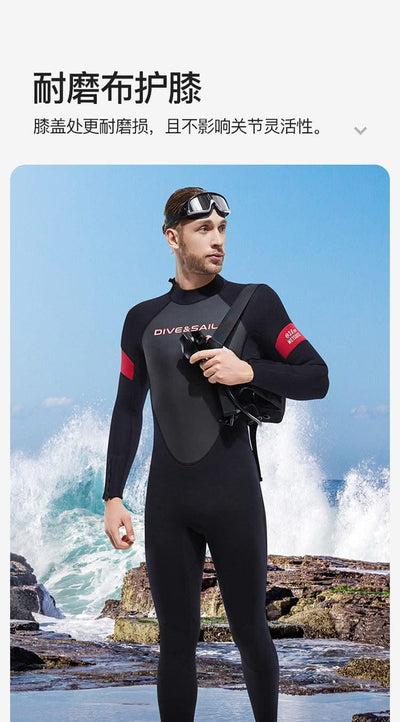 New 3mm Neoprene Wetsuit  One-Piece Suits Keep Long Sleeved Warm Surf Scuba Diving Suit Sunscreen  Beach Snorkeling Swimsuit