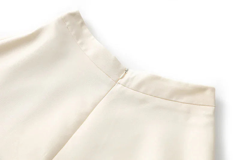 Vintage Elegant Style Lady Solid A-line High Waist Office Casual Wear Women Midi Skirt