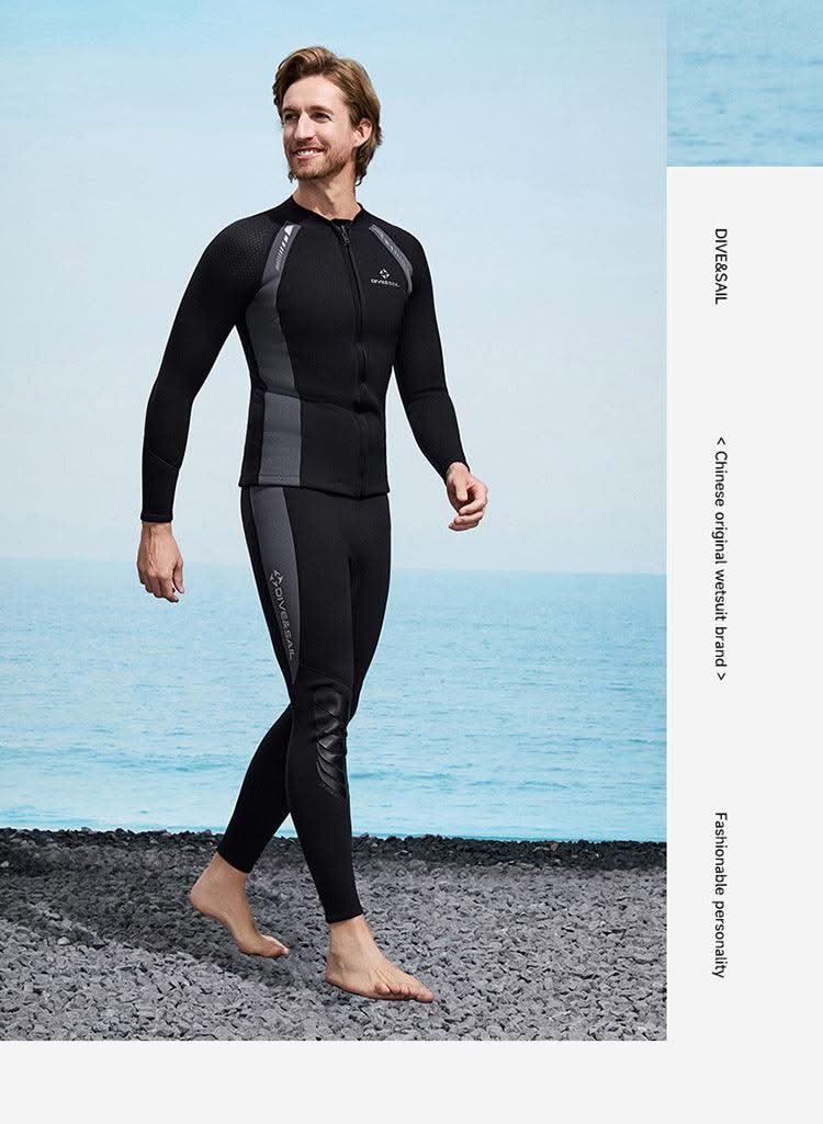 2025 New Men Women Wetsuit Top 3mm Neoprene Wetsuit Jacket Long Sleeve Front Zipper Swimsuit Surfing Diving Tops for Water Sport - Elanique