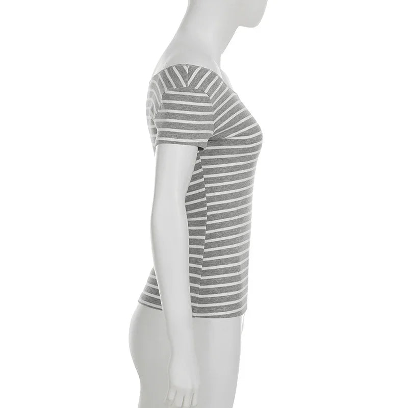 Sexy Slash Neck Knitted Smock Women Vintage Slim Thin Long Sleeve All-match Femme Clothing Aesthetic Streetwear Tops