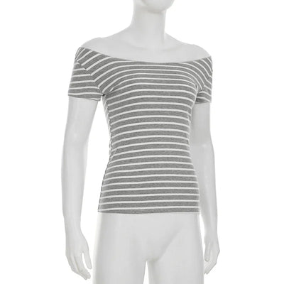 Sexy Slash Neck Knitted Smock Women Vintage Slim Thin Long Sleeve All-match Femme Clothing Aesthetic Streetwear Tops