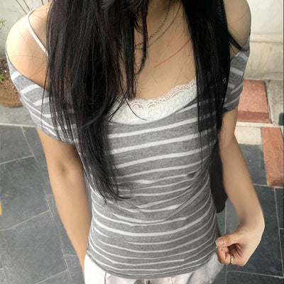 Sexy Slash Neck Knitted Smock Women Vintage Slim Thin Long Sleeve All-match Femme Clothing Aesthetic Streetwear Tops