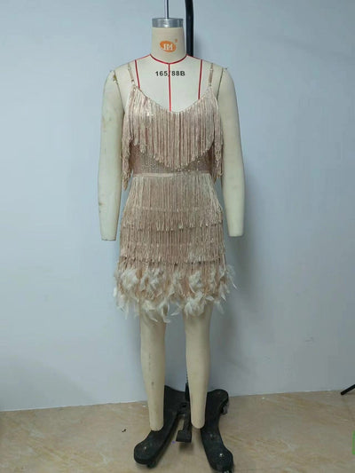 2024 Summer Pink Party Dress Evening Luxury Women Clothes Tassel Fringed Sexy Bodycon Dress Club Outfits Vestidos
