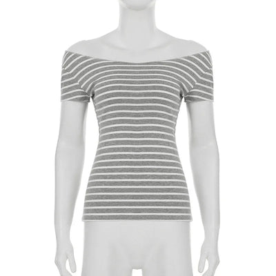 Sexy Slash Neck Knitted Smock Women Vintage Slim Thin Long Sleeve All-match Femme Clothing Aesthetic Streetwear Tops