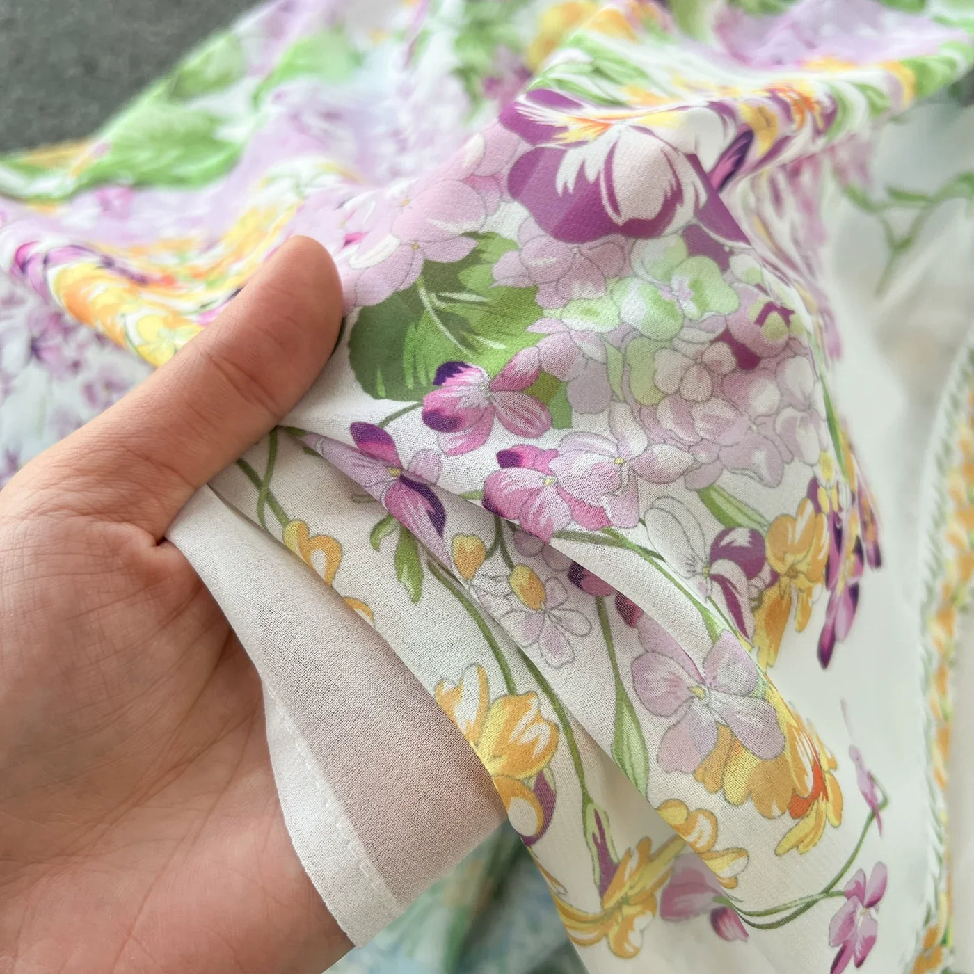 Bohemian Floral Chiffon Summer Dresses for Women 2024 Runway Stand Collar Lantern Sleeve Beach Holiday Long Vestidos Boho Robe