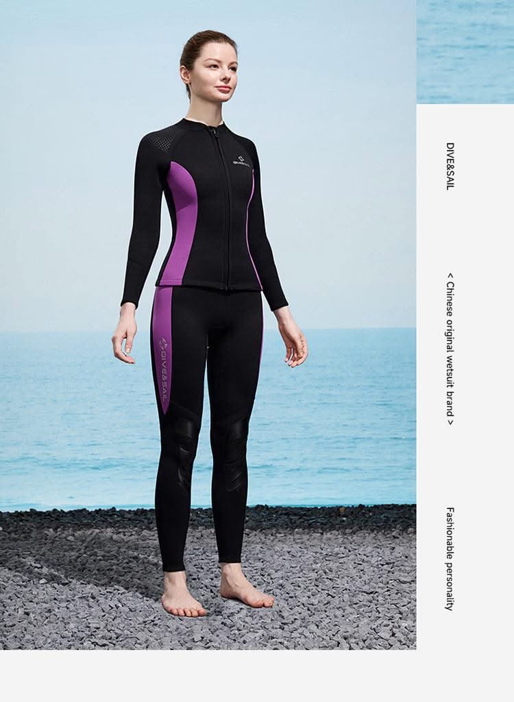 2025 New Men Women Wetsuit Top 3mm Neoprene Wetsuit Jacket Long Sleeve Front Zipper Swimsuit Surfing Diving Tops for Water Sport - Elanique