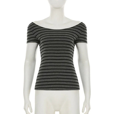 Sexy Slash Neck Knitted Smock Women Vintage Slim Thin Long Sleeve All-match Femme Clothing Aesthetic Streetwear Tops