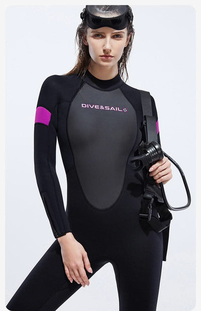 New 3mm Neoprene Wetsuit  One-Piece Suits Keep Long Sleeved Warm Surf Scuba Diving Suit Sunscreen  Beach Snorkeling Swimsuit