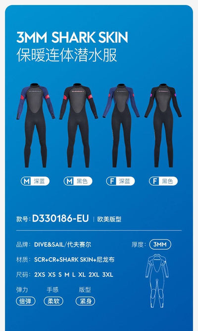 New 3mm Neoprene Wetsuit  One-Piece Suits Keep Long Sleeved Warm Surf Scuba Diving Suit Sunscreen  Beach Snorkeling Swimsuit