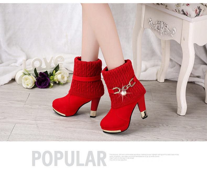 Women's Pointed Toe Ankle High Heel Platform Shoes | Pump Shoes| Boots for Women | Thick Heels | Ladies, Girls