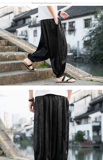 Summer Silk Hippie Gypsy Boho Baggy Pants Harem Pants for Men Women Yoga Pants Aladdin Trousers