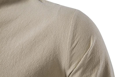 Happyjeffery Mens Cotton Linen Shirt Henry Collar with Drawstring Men Man Long Sleeve Beach Shirts Man Designer Cloth LS51