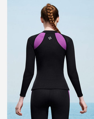 2025 New Men Women Wetsuit Top 3mm Neoprene Wetsuit Jacket Long Sleeve Front Zipper Swimsuit Surfing Diving Tops for Water Sport - Elanique