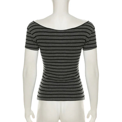Sexy Slash Neck Knitted Smock Women Vintage Slim Thin Long Sleeve All-match Femme Clothing Aesthetic Streetwear Tops