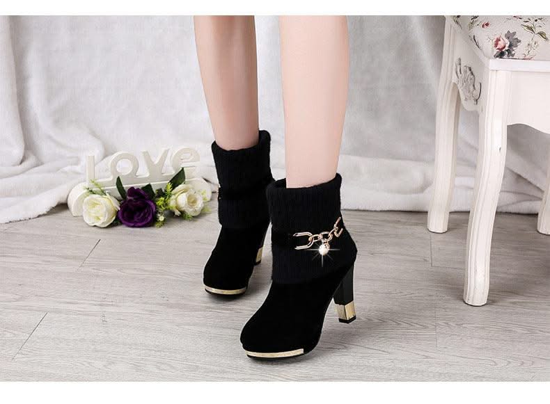 Women's Pointed Toe Ankle High Heel Platform Shoes | Pump Shoes| Boots for Women | Thick Heels | Ladies, Girls