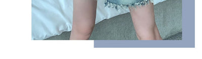 Denim shorts for women in summer, thin cut with holes and frayed edges, design sense, niche high street trendy brand new style