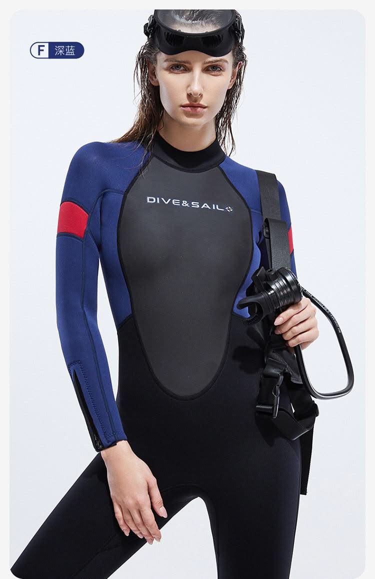 New 3mm Neoprene Wetsuit  One-Piece Suits Keep Long Sleeved Warm Surf Scuba Diving Suit Sunscreen  Beach Snorkeling Swimsuit