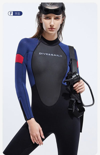 New 3mm Neoprene Wetsuit  One-Piece Suits Keep Long Sleeved Warm Surf Scuba Diving Suit Sunscreen  Beach Snorkeling Swimsuit