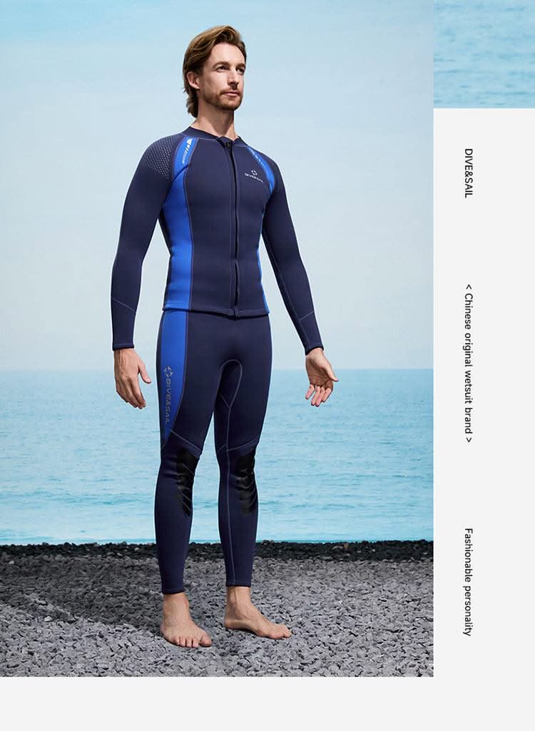 2025 New Men Women Wetsuit Top 3mm Neoprene Wetsuit Jacket Long Sleeve Front Zipper Swimsuit Surfing Diving Tops for Water Sport - Elanique