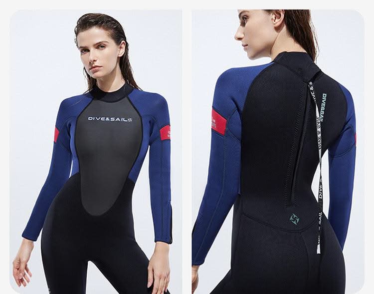 New 3mm Neoprene Wetsuit  One-Piece Suits Keep Long Sleeved Warm Surf Scuba Diving Suit Sunscreen  Beach Snorkeling Swimsuit