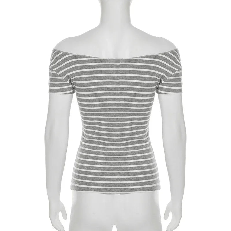 Sexy Slash Neck Knitted Smock Women Vintage Slim Thin Long Sleeve All-match Femme Clothing Aesthetic Streetwear Tops