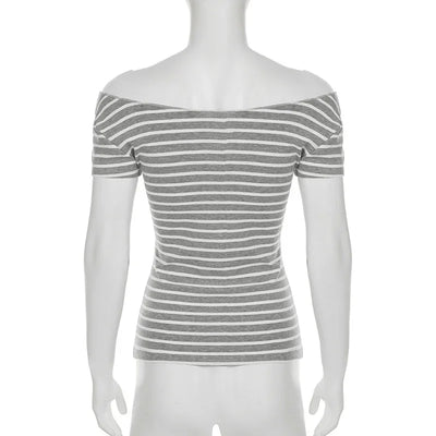 Sexy Slash Neck Knitted Smock Women Vintage Slim Thin Long Sleeve All-match Femme Clothing Aesthetic Streetwear Tops