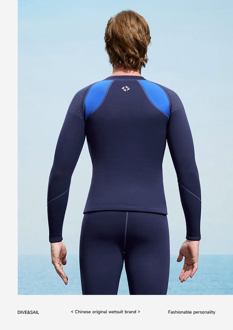 2025 New Men Women Wetsuit Top 3mm Neoprene Wetsuit Jacket Long Sleeve Front Zipper Swimsuit Surfing Diving Tops for Water Sport - Elanique